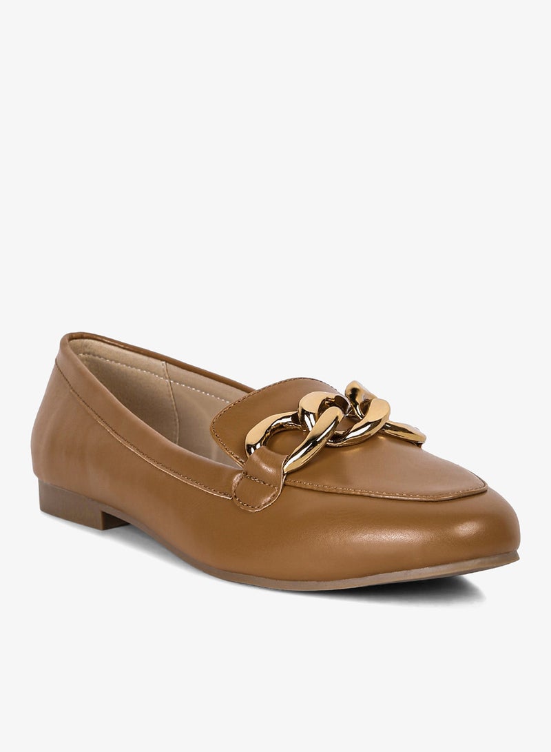 London Rag Tan Metal Chain Faux Leather Loafers - Image 2