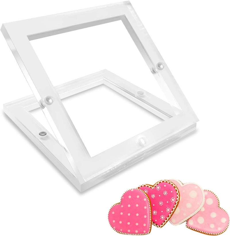 CODOHI Acrylic Cookie Stencil Holder, 3.54x3.54 in Magnetic Cookie Stencil Frame for Royal Icing Sugar Cookie Stenciling Airbrushing, Acrylic Cooking Decorating Tool, Stencils Helper - Image 1