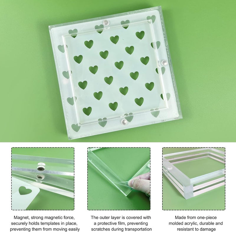 CODOHI Acrylic Cookie Stencil Holder, 3.54x3.54 in Magnetic Cookie Stencil Frame for Royal Icing Sugar Cookie Stenciling Airbrushing, Acrylic Cooking Decorating Tool, Stencils Helper - Image 3