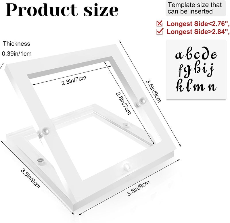 CODOHI Acrylic Cookie Stencil Holder, 3.54x3.54 in Magnetic Cookie Stencil Frame for Royal Icing Sugar Cookie Stenciling Airbrushing, Acrylic Cooking Decorating Tool, Stencils Helper - Image 2
