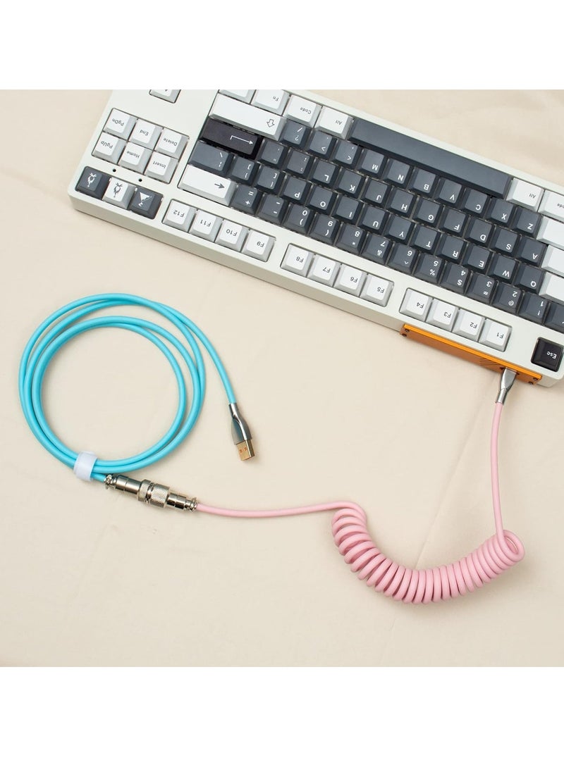Excefore Coiled USB Cable, Type C Detachable Mechanical Gaming Keyboard Cable for Win/Mac/Gamers, Suitable for Playstation Xbox Keyboard Mouse USB Flash Drive Printer  - Image 2