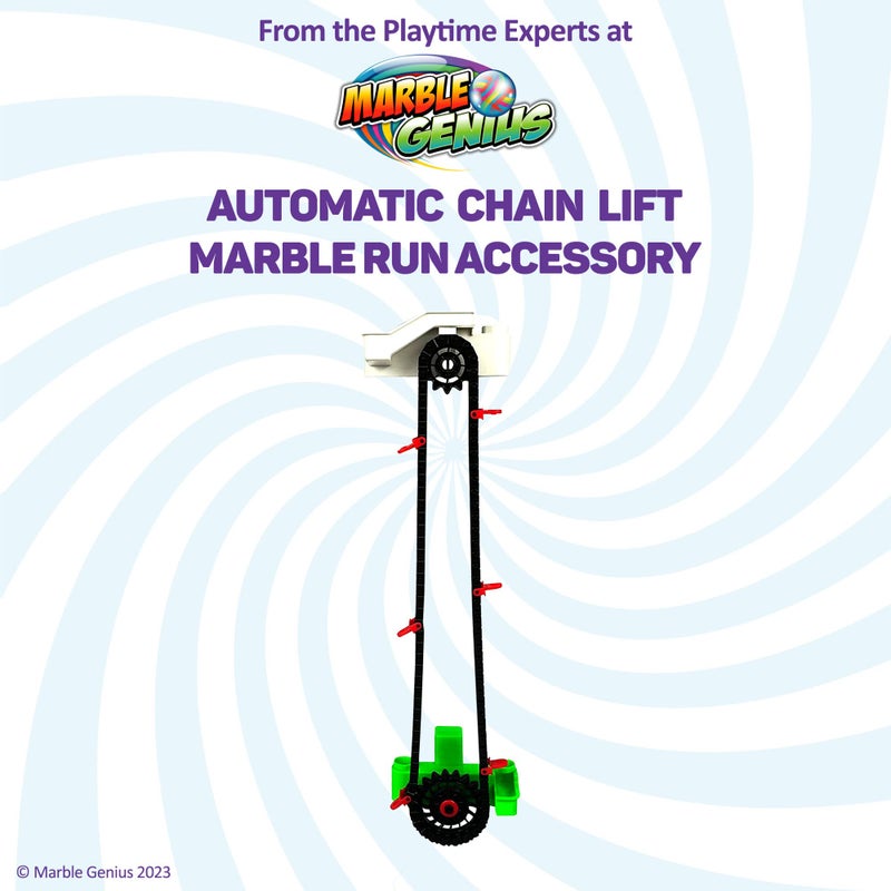Marble Genius Automatic Chain Lift - Marble Run Accessory Add-On Set for Creating Exciting Mazes, Tracks, and Races - Endless Fun, and Creativity, Experience The Thrills of Marbles Racing - Image 2