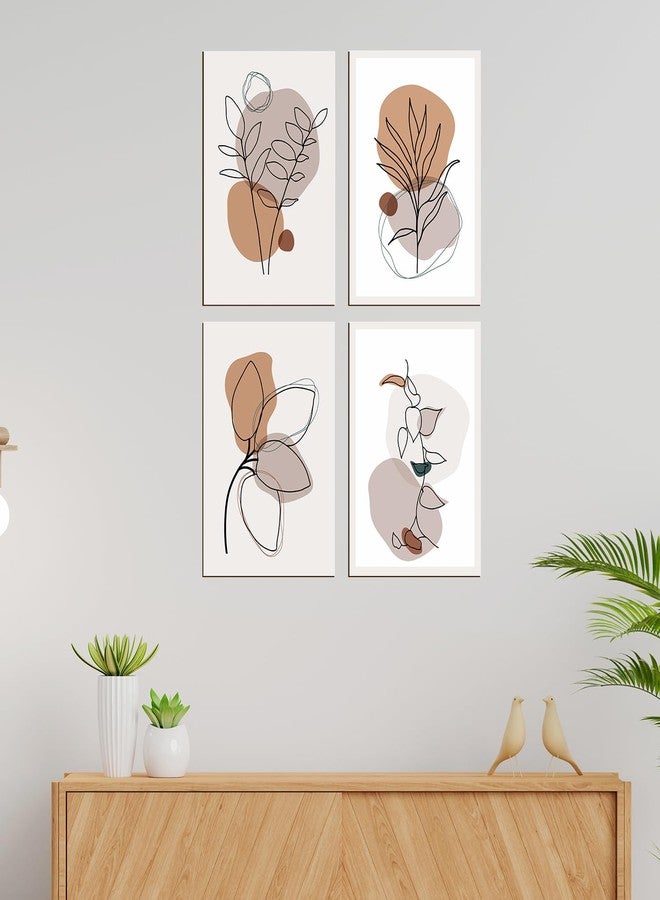PAPER PLANE DESIGN Poster Frames Black Wall Hangings Size- 8.25 x 11.75 inch, Set of 4, Floral Line Arts - Image 3