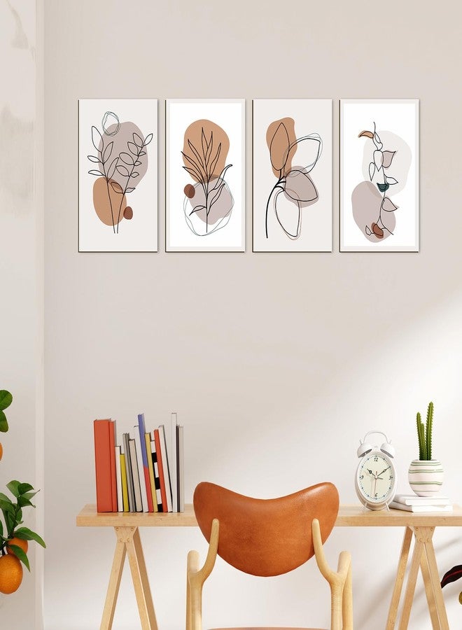 PAPER PLANE DESIGN Poster Frames Black Wall Hangings Size- 8.25 x 11.75 inch, Set of 4, Floral Line Arts - Image 2