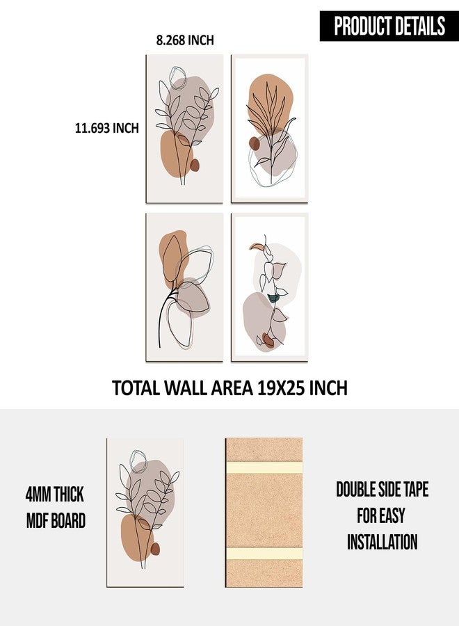 PAPER PLANE DESIGN Poster Frames Black Wall Hangings Size- 8.25 x 11.75 inch, Set of 4, Floral Line Arts - Image 5