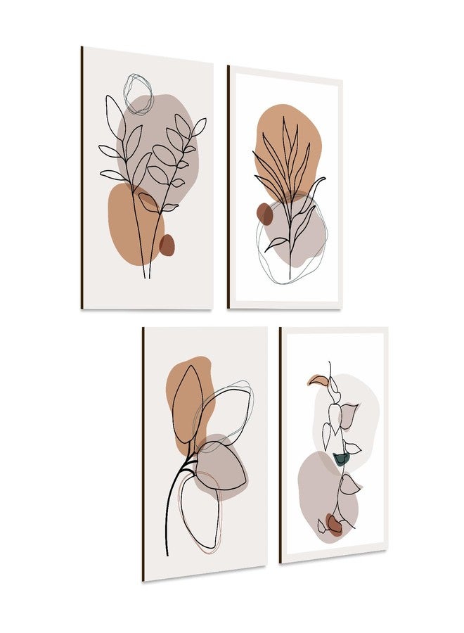 PAPER PLANE DESIGN Poster Frames Black Wall Hangings Size- 8.25 x 11.75 inch, Set of 4, Floral Line Arts - Image 1