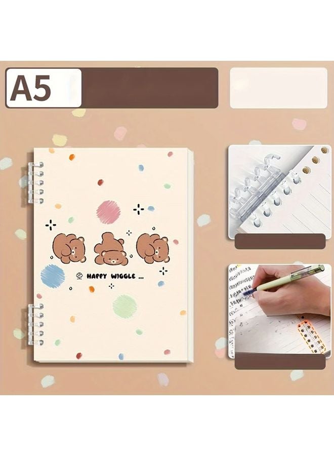 دفتر Fluffy Coffee Bear A5 120 صفحة مجلة حيوانات لطيفة ألوان هادئة مفكرة أوراق مفككة - Image 5