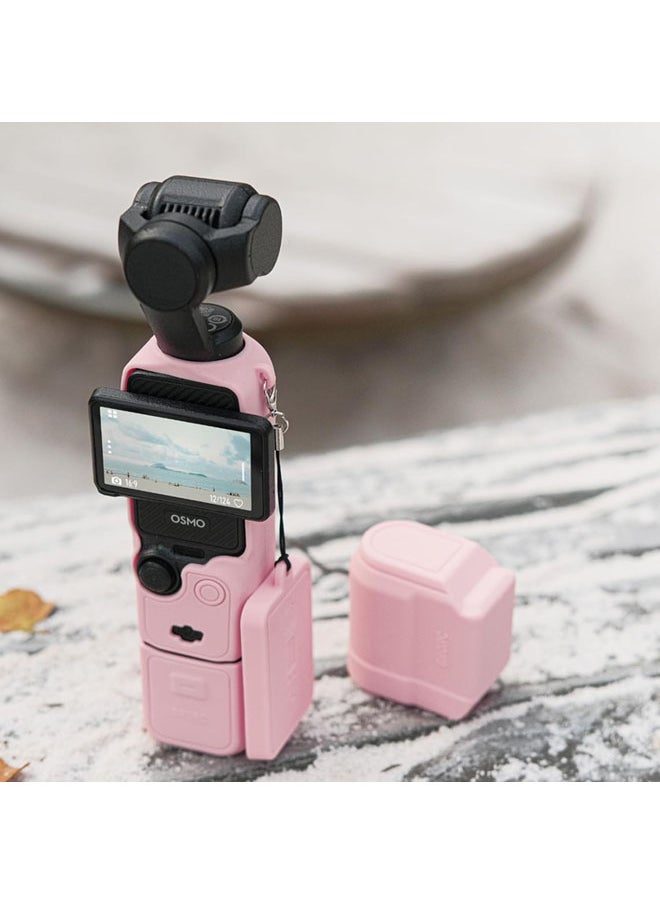 SJet - DJI OSMO Pocket 3 Accessory Kit, Silicone Protective Case Cover, Tempered Glass Screen Protector, Lens Protector (Pink) - Image 1