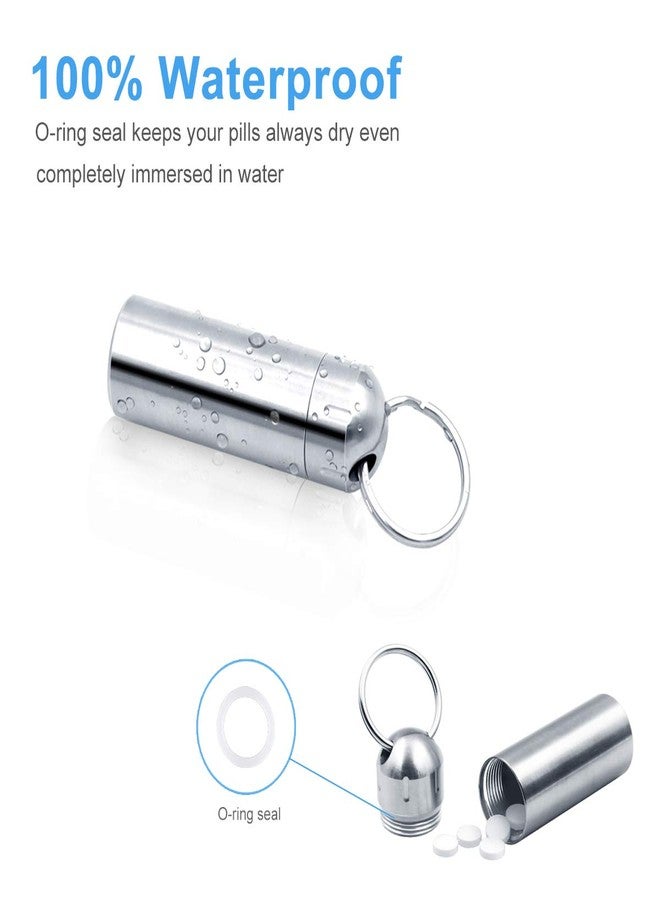 SHD Pill Box Keychain Waterproof Single Chamber Stainless Steel Pill Organizer for Outdoor Travel Camping - Image 2