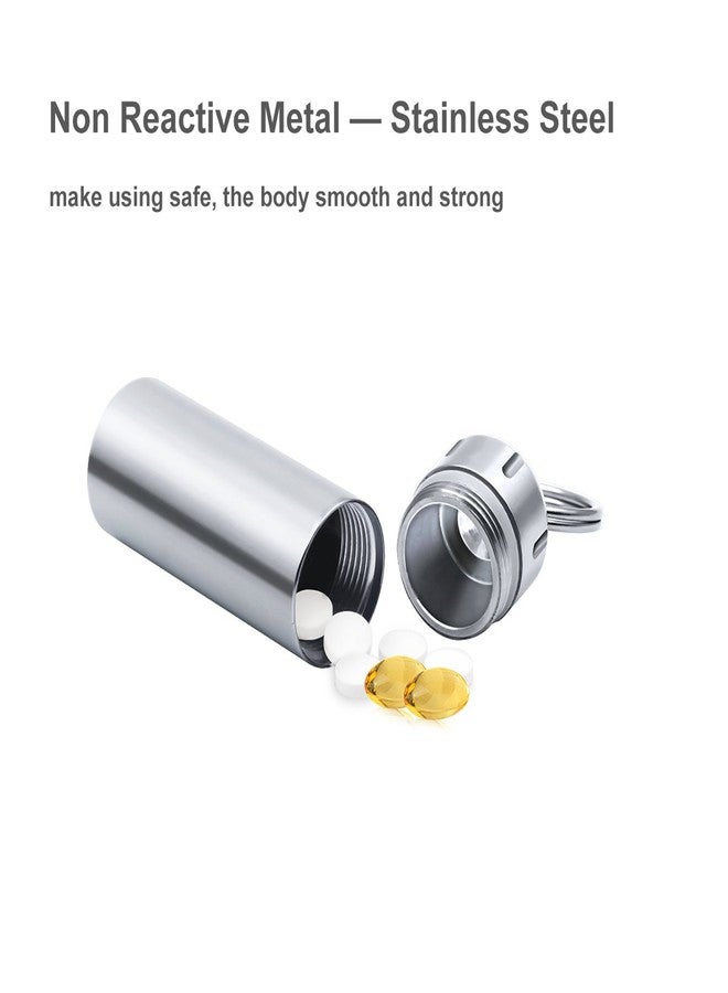 SHD Pill Box Keychain Waterproof Single Chamber Stainless Steel Pill Organizer for Outdoor Travel Camping - Image 3