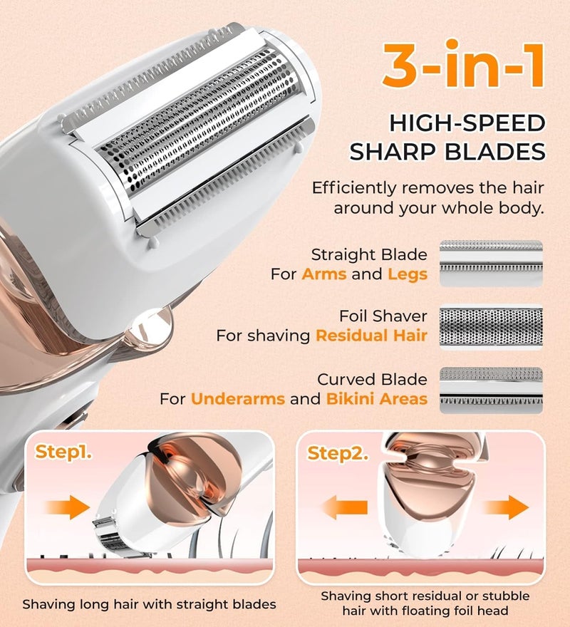 pritech Electric Shaver for Women,Ladies Shaver,Lady Razor for Legs,Arm,Underarm,Bikini,USB Rechargeable Razor Wet&Dry Cordless for Woman - Image 3