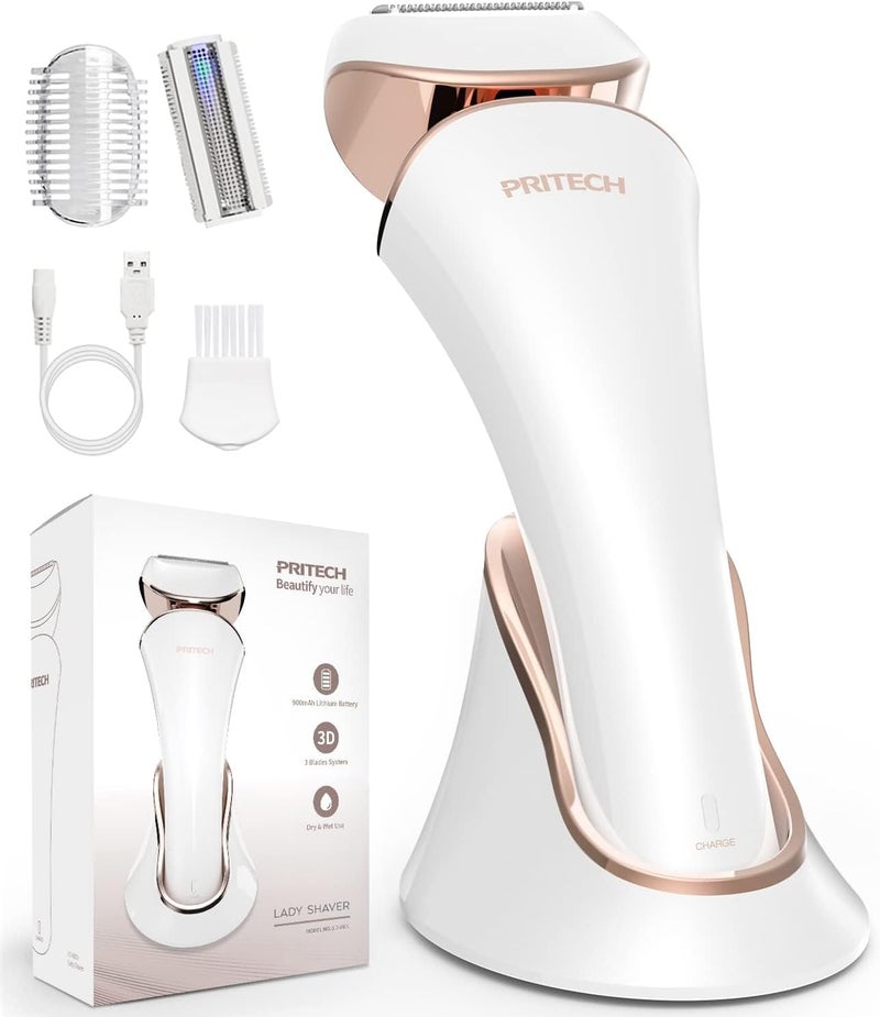 pritech Electric Shaver for Women,Ladies Shaver,Lady Razor for Legs,Arm,Underarm,Bikini,USB Rechargeable Razor Wet&Dry Cordless for Woman - Image 1