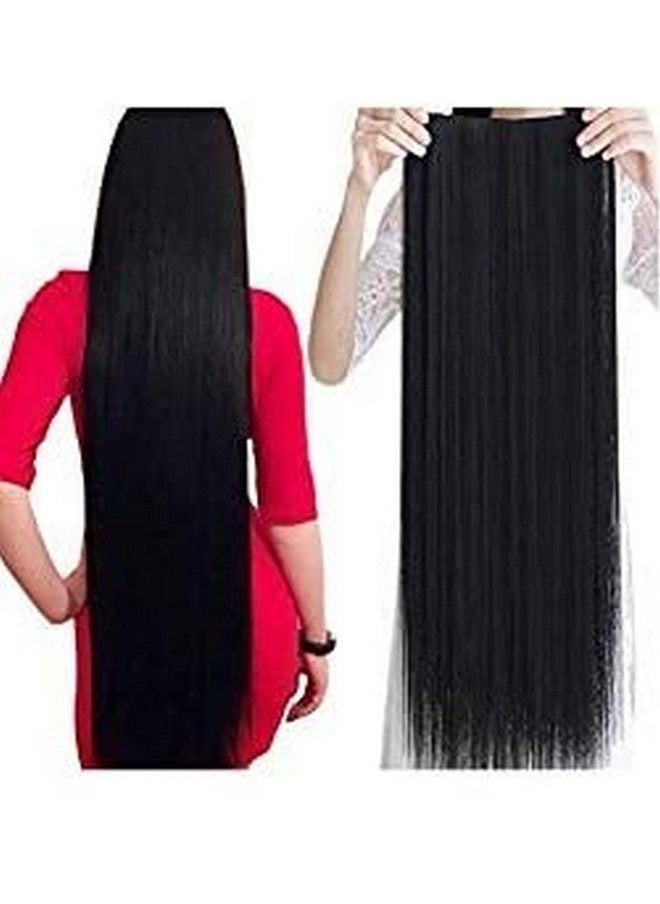 BeatStock Womens 30 inchs Hair Extensions For Straight Hair in 5 Clips in 1 Piece For increase hair length and volume (Black)  - Image 1