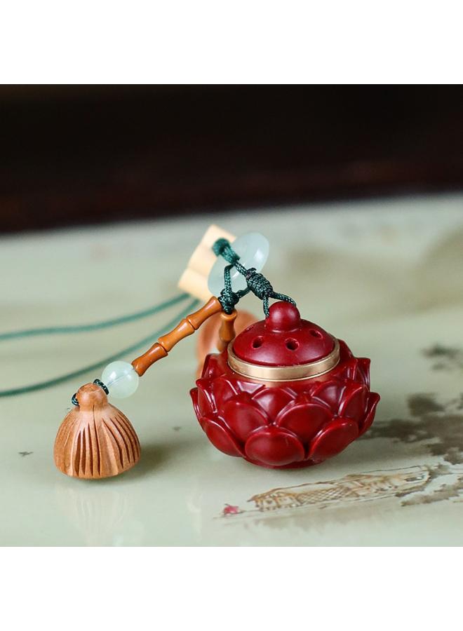 High Content Cinnabar Purple Sand Lotus Sachet Pendant Gift New Chinese Bag Lanyard Keychain Pendant