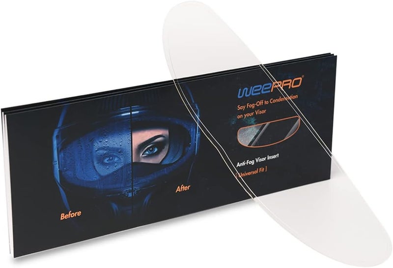 WeePro Universal Helmet Shield Anti Fog Film,Clear Visor Lens Insert Fog Resistant 3.7" x 10.7" - 2 PCS - Image 1