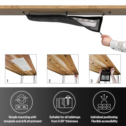Ultimate Setup Cable Management net - Under Desk Cable Management Tray - Cable net - Wire Management Under Desk - Cord Organizer - Image 3