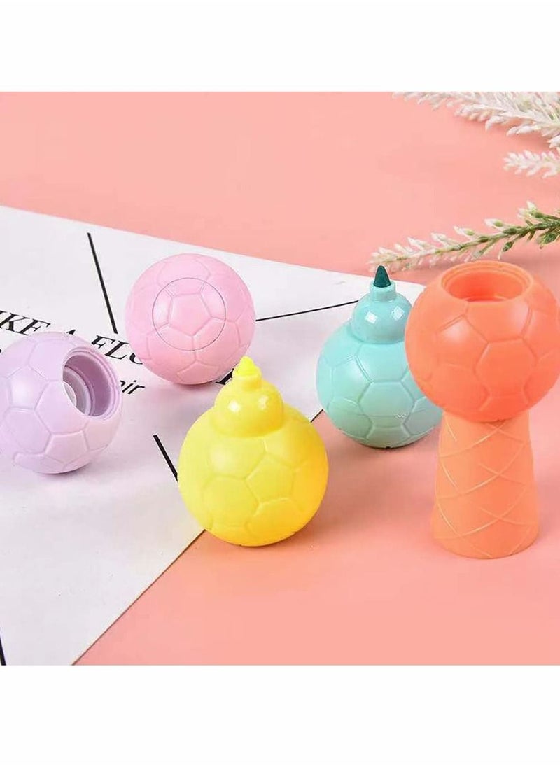 Y&D Funny Highlighter Colorful Football Highlighter, 1 Box 7 Pcs 6 Colors Pastel Set Cute Silicone Pen for Adult Kid Student Writing Graffiti School Office Supplies  - Image 2