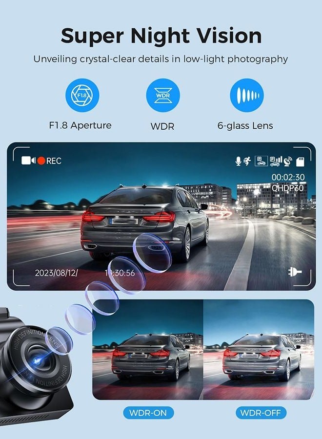 ARPHA Arpha 4K Dash Cam Front Only, Free 64GB Card, Single-Channel, Built-in 5G WiFi GPS, 3'' Touch Screen Voice Control Driving Recorder, WDR Night Vision, Parking Mode, G-Sensor Loop Recording M63 Lite - Image 3