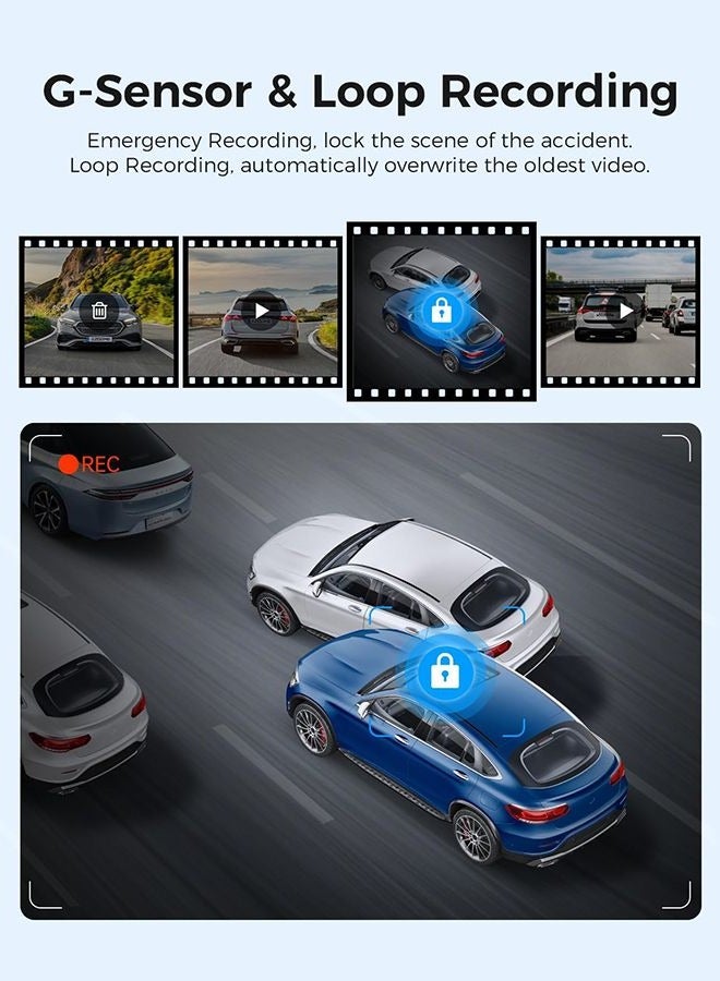 ARPHA Arpha 4K Dash Cam Front Only, Free 64GB Card, Single-Channel, Built-in 5G WiFi GPS, 3'' Touch Screen Voice Control Driving Recorder, WDR Night Vision, Parking Mode, G-Sensor Loop Recording M63 Lite - Image 4
