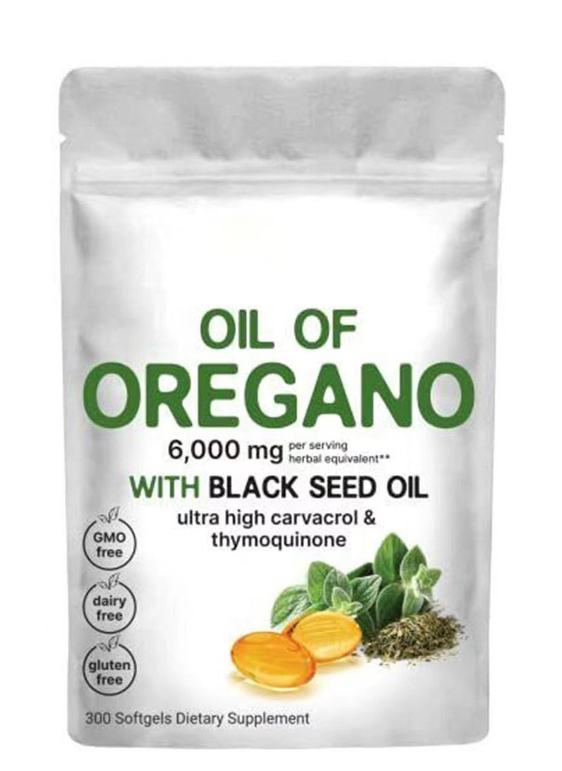 Oil 300 softgels Oil of Oregano Softgels,Oregano and Black Seed Oil Gel Capsules,Organic Oregano Oil Supplement Capsules,Non-GMO (1Bag) - Image 1