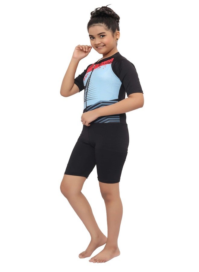 BOSKY Girls Swimwear Poly Spandex Skating Suit Cum Swimming Costume | Polyester Lycra 4-Way Stretch | UV Protection | Non-Fade Digital Print | Sports Utility Activewear (Black_15-16 Year) - Image 4