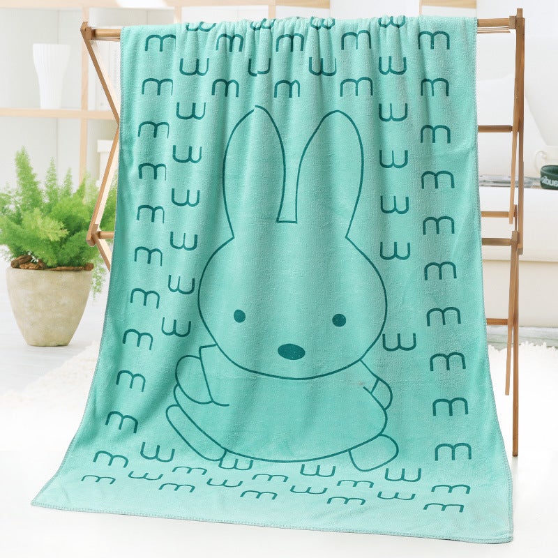 general Kids Microfiber Bath Towel, Cartoon Rabbit Print Beach Towel for Children Swimming and Shower - Image 1