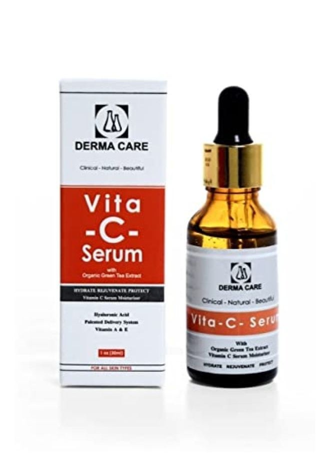 DERMA CARE Derma Care Vita C Serum Anti Aging With Organic Green Tea Extract And Hyaluronic Acid & Vitamin A&E 30 Ml  - Image 1
