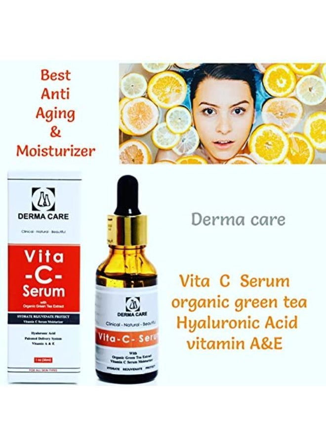 DERMA CARE Derma Care Vita C Serum Anti Aging With Organic Green Tea Extract And Hyaluronic Acid & Vitamin A&E 30 Ml  - Image 4