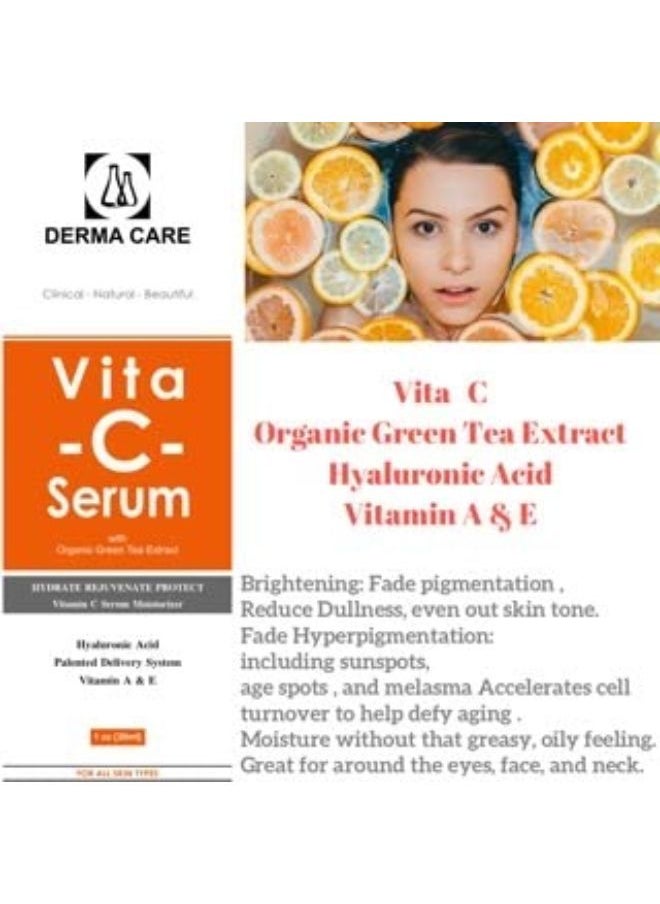 DERMA CARE Derma Care Vita C Serum Anti Aging With Organic Green Tea Extract And Hyaluronic Acid & Vitamin A&E 30 Ml  - Image 5