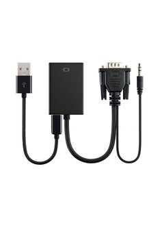 Zero VGA Male To HDMI Output 1080P HD and Audio TV AV HDTV Video Cable Converter Adapter Black  - Image 1