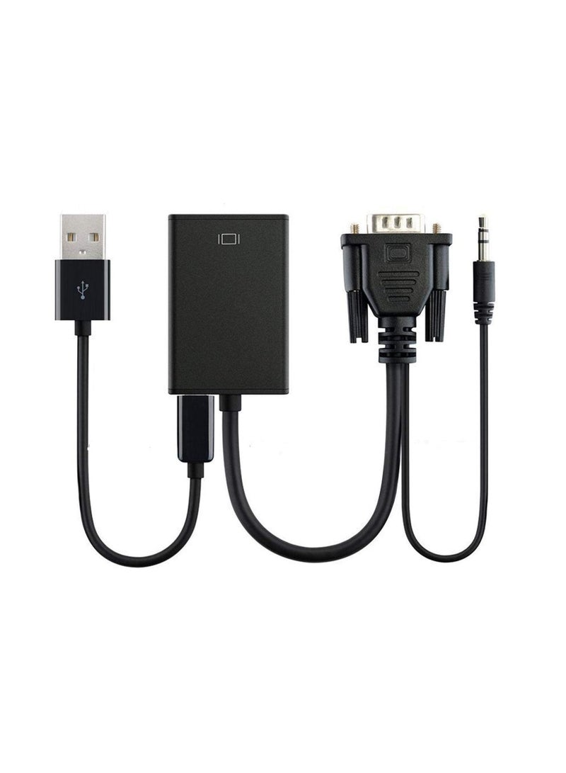 VGA Male To HDMI Output 1080P HD and Audio TV AV HDTV Video Cable Converter Adapter Black