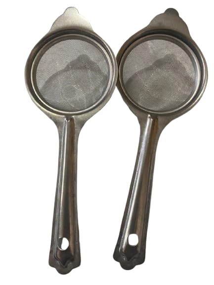 Stainless Steel Tea Strainer with Handle Set of 2 Fine Mesh Filter 