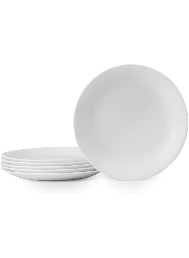 Corelle Vitrelle 6-Piece Salad Plates Set, Triple Layer Glass and Chip Resistant, Lightweight Round Plates, Winter Frost White - Image 1