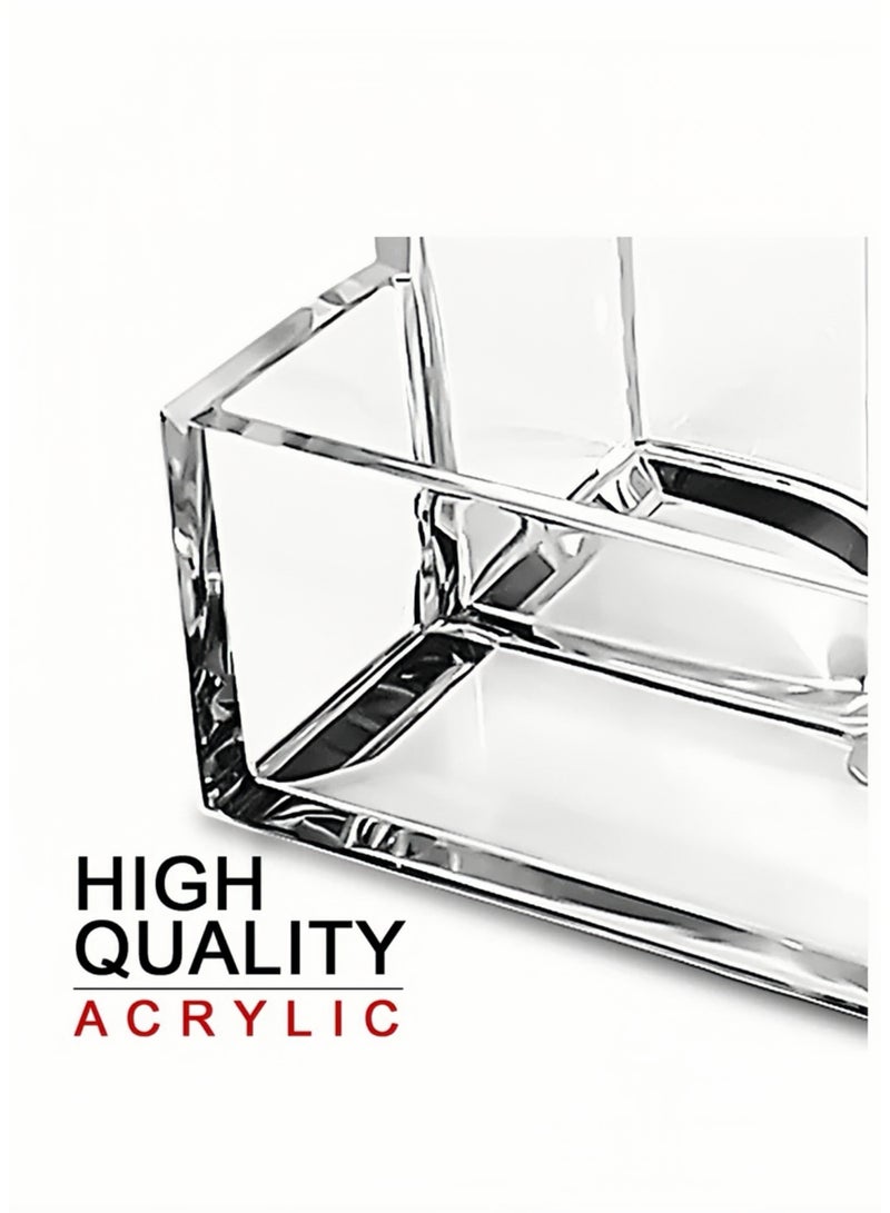 Lee Yon Pen Holder, Clear Acrylic Pen Holder for Desk, Makeup Brush Storage Organizer, Modern Desk Organizer for School, Home and Office - Image 2