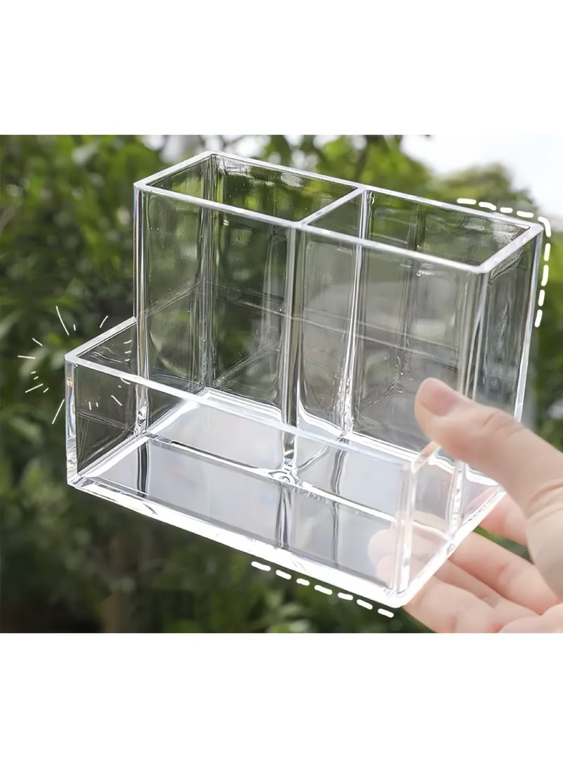 Lee Yon Pen Holder, Clear Acrylic Pen Holder for Desk, Makeup Brush Storage Organizer, Modern Desk Organizer for School, Home and Office - Image 4