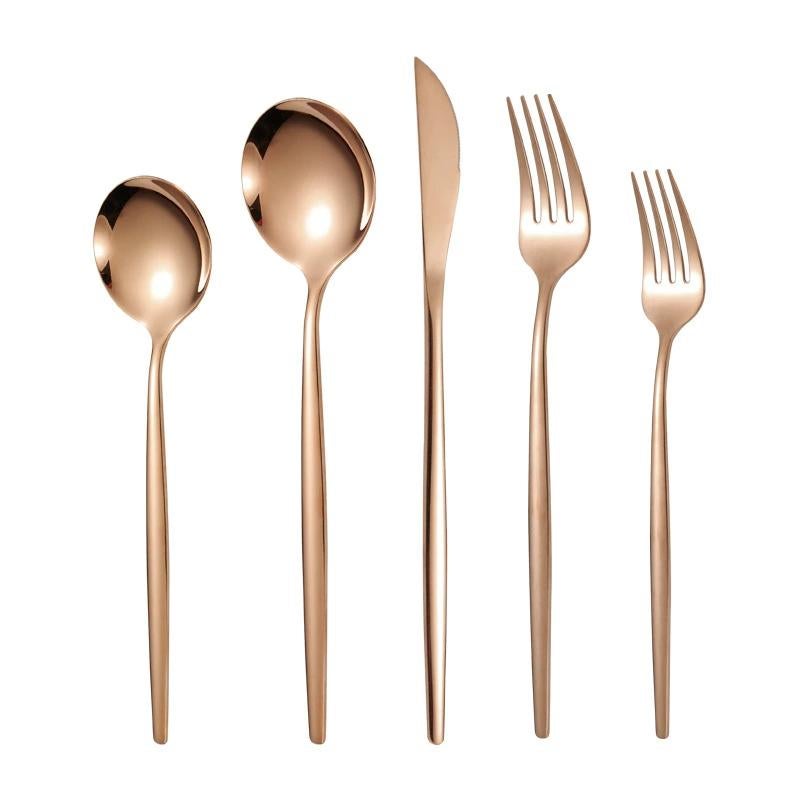 Portuguese stainless steel knife, fork and spoon tableware gold steak knife and fork set cross-border knife, fork and spoon four-piece set, suitable for parties, birthdays, weddings - Image 4