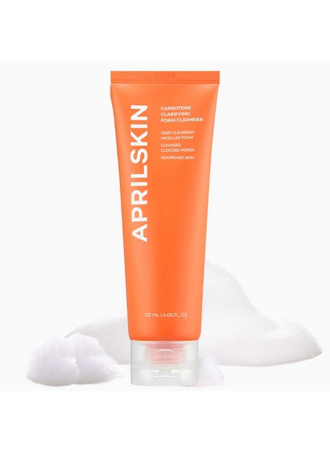 APRILSKIN - Carrotene Clarifying Foam Cleanser ; Vegan Cruelty Free ; Oily Sensitive Acneprone Skin ; Deep Cleansing With Bhas & Sebum Controlling ; 120Ml ; No Sulfates And Artificial Fragrance - Image 1