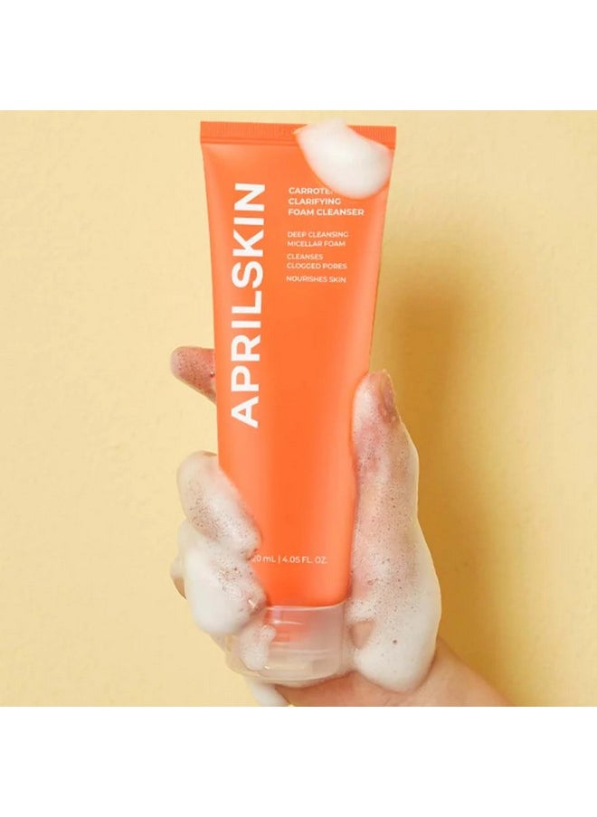 APRILSKIN - Carrotene Clarifying Foam Cleanser ; Vegan Cruelty Free ; Oily Sensitive Acneprone Skin ; Deep Cleansing With Bhas & Sebum Controlling ; 120Ml ; No Sulfates And Artificial Fragrance - Image 1