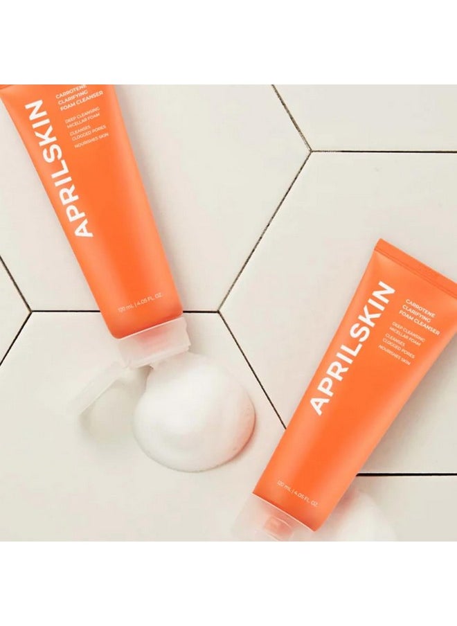 APRILSKIN - Carrotene Clarifying Foam Cleanser ; Vegan Cruelty Free ; Oily Sensitive Acneprone Skin ; Deep Cleansing With Bhas & Sebum Controlling ; 120Ml ; No Sulfates And Artificial Fragrance - Image 1