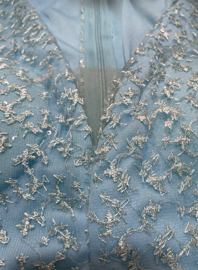 MARGOUN XL Size, Elegant Prom Evening Party Dress Women Wedding Robe Maxi Dress Solid Sequins V Neck Big Swing Night Dress Light Blue/A1573 - Image 2