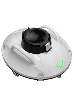 Cordless Robotic Pool Vacuum, Self-Parking Pool Cleaner Lasts 110 Mins Powerful, Lightweight, Pool Vacuum Cleaner for Above/In Ground Pools, White