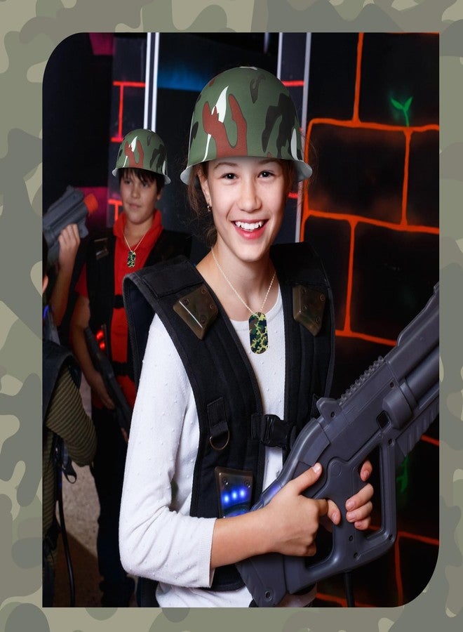 PullCrease 30 Pcs Army Party Favor Halloween Helmet Costume Includes Kid Plastic Camouflage Hats Military Dog Tags Chains - Image 5