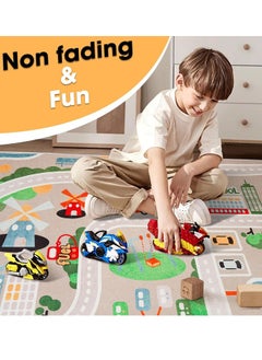 Optico 120×160cm Kids Carpet Playmat Rug, Car Rug for Kids Cars, Non-Slip Map, Town City Road Rug for Playroom Bedroom, Track Rug Car Play Rug for Kids, Kids Baby Children Educational Road Traffic Play Mat  - Image 3