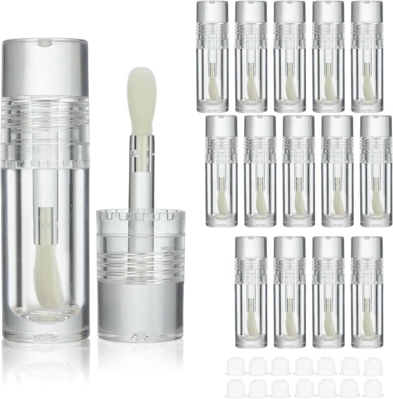 COSIDEA 14pcs Empty 6ml big doe foot wand Chunky lip gloss tubes for DIY lipgloss,Pink round lipgloss containers tubes with thick wand, Clear, D25*H86mm / D0.94*H3.46 inch, Minimalist - Image 1