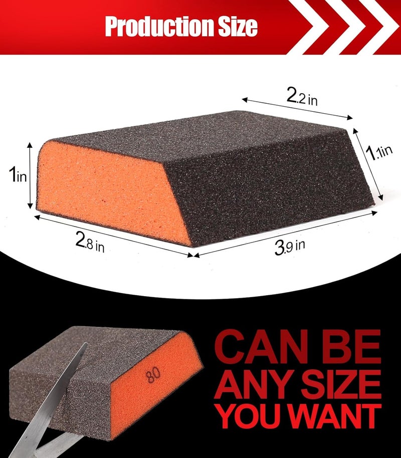 BOSHCRAFT 10 Pack Single Sanding Block, Washable and Reusable Sanding Sponge 80/100/120/180/220 Grit Sandpaper Block for Wood Drywall Metal Sand Paper Brick - Image 3