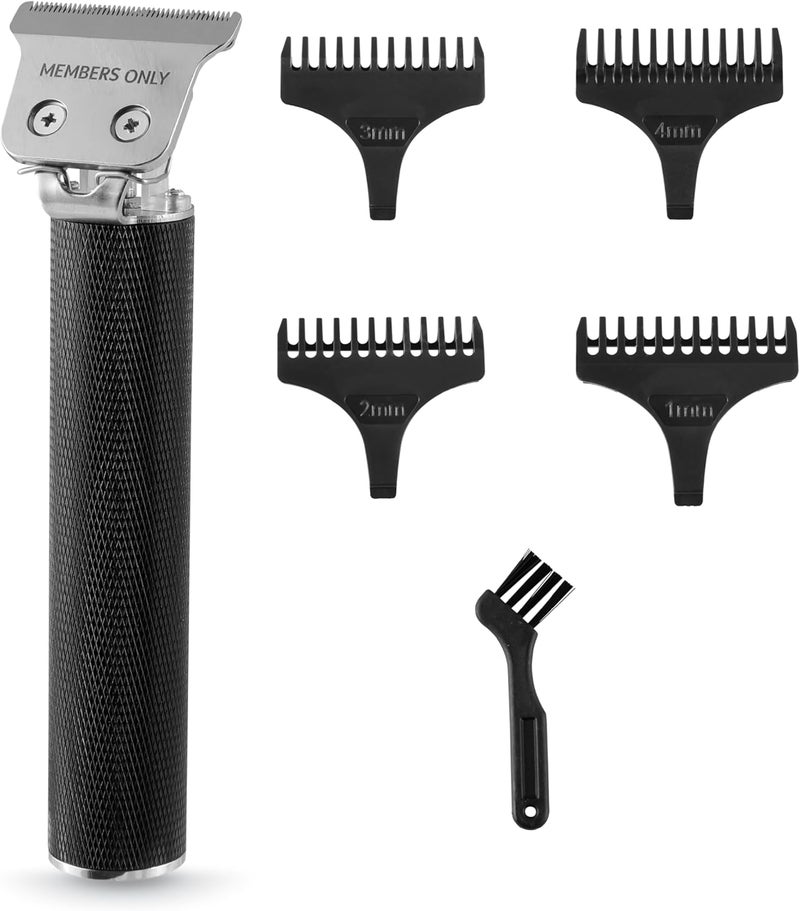 Members Only Hair Trimmer for Men Lithium TBlade Hair  Beard Trimmer HighPerformance StainlessSteel Blades Close Trim Design TypeC Rechargeable Battery 4 Length Guards Cleaning Brush