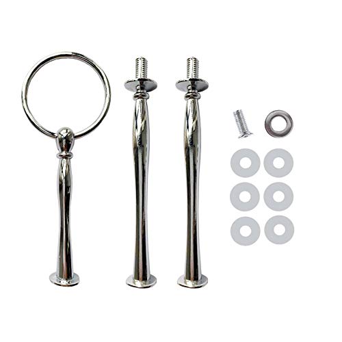 Happy Will 3 Tier Round Metal Cake Stand Holder Heavy Duty Fruit Plate Handle Fittings Hardware Rod (Silver Circle) - Image 1
