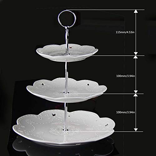 Happy Will 3 Tier Round Metal Cake Stand Holder Heavy Duty Fruit Plate Handle Fittings Hardware Rod (Silver Circle) - Image 2