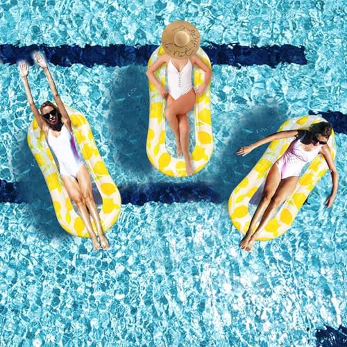 Jukusa Inflatable Pool Float Lounger with Lemon Pattern, Mesh Cooling Bed, White and Yellow Lemon Design (1 Pcs.) - Image 4