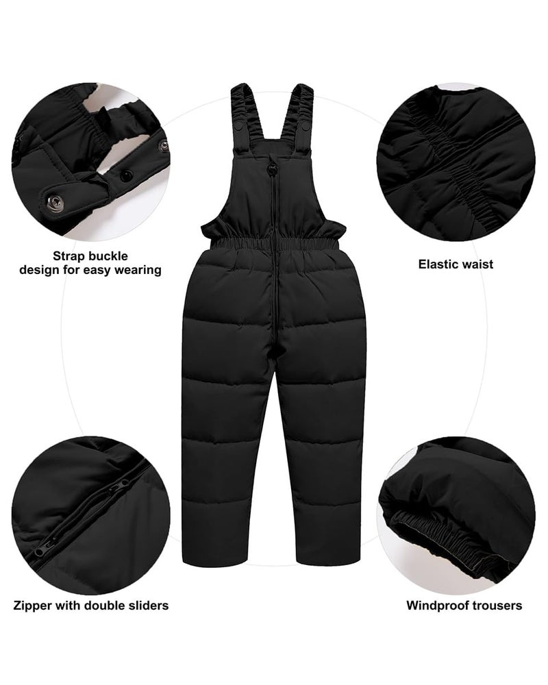 Hecxagd Toddler Snow Suit Winter Coat and Snow Pants Set, Baby Snowsuit Boys & Girls Snowsuit, Waterproof Warm Jacket and Snow Bib for Kids, Black 5-6T - Image 4